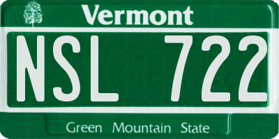 VT license plate NSL722