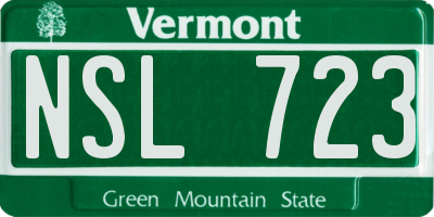 VT license plate NSL723