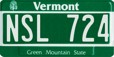 VT license plate NSL724