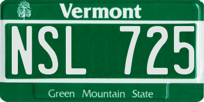VT license plate NSL725