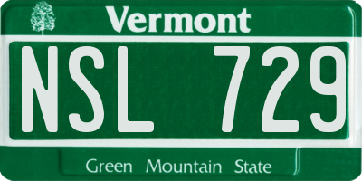 VT license plate NSL729
