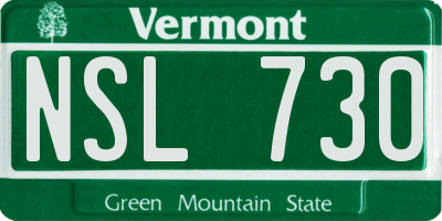 VT license plate NSL730