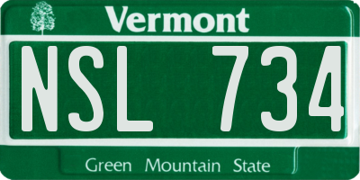 VT license plate NSL734