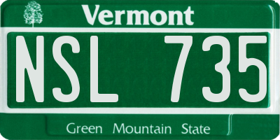 VT license plate NSL735