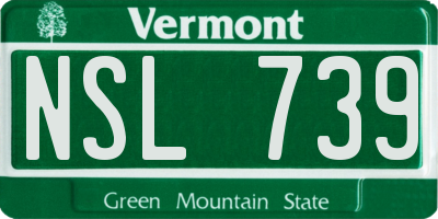 VT license plate NSL739