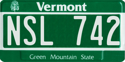VT license plate NSL742
