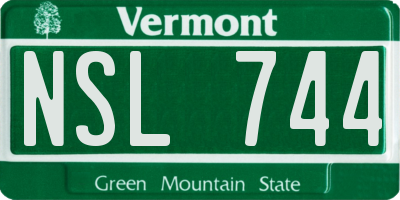 VT license plate NSL744
