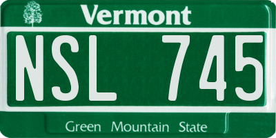 VT license plate NSL745