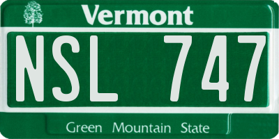 VT license plate NSL747