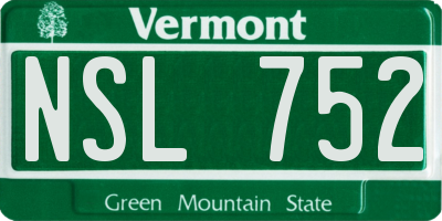 VT license plate NSL752