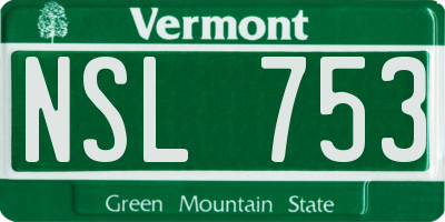 VT license plate NSL753