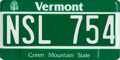 VT license plate NSL754