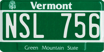VT license plate NSL756