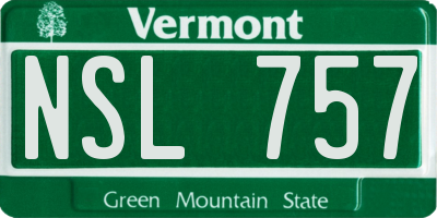 VT license plate NSL757