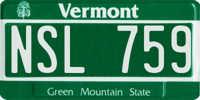 VT license plate NSL759