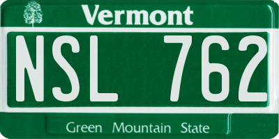 VT license plate NSL762