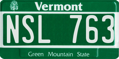 VT license plate NSL763
