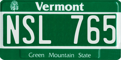 VT license plate NSL765