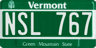 VT license plate NSL767