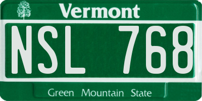 VT license plate NSL768