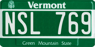 VT license plate NSL769