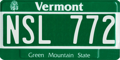VT license plate NSL772