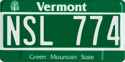 VT license plate NSL774