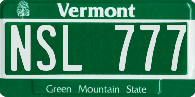 VT license plate NSL777
