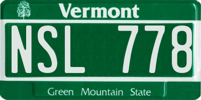 VT license plate NSL778