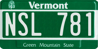 VT license plate NSL781