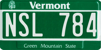 VT license plate NSL784