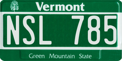 VT license plate NSL785