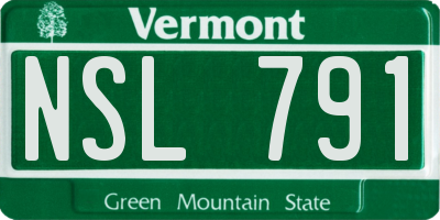 VT license plate NSL791
