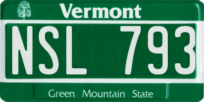 VT license plate NSL793