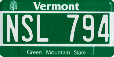 VT license plate NSL794