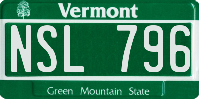 VT license plate NSL796