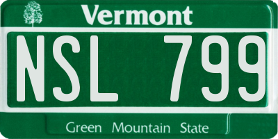 VT license plate NSL799
