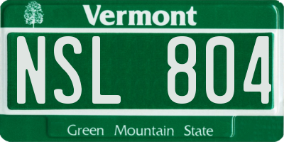 VT license plate NSL804