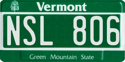 VT license plate NSL806