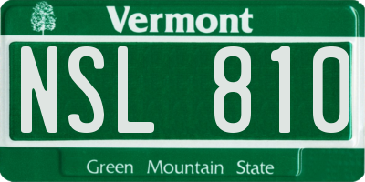 VT license plate NSL810