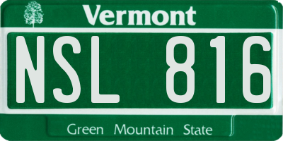 VT license plate NSL816