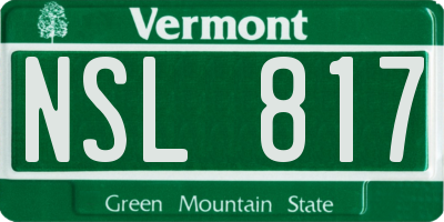 VT license plate NSL817