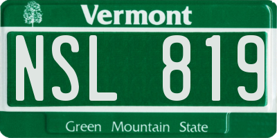 VT license plate NSL819