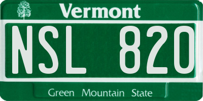 VT license plate NSL820