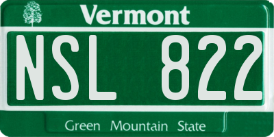 VT license plate NSL822