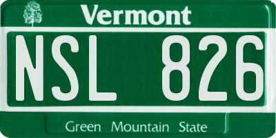 VT license plate NSL826