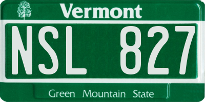 VT license plate NSL827