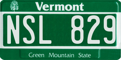 VT license plate NSL829