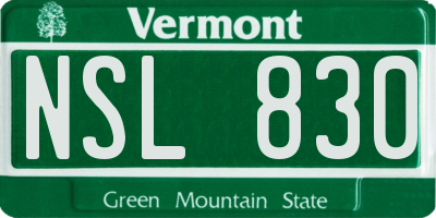 VT license plate NSL830