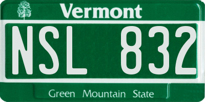 VT license plate NSL832